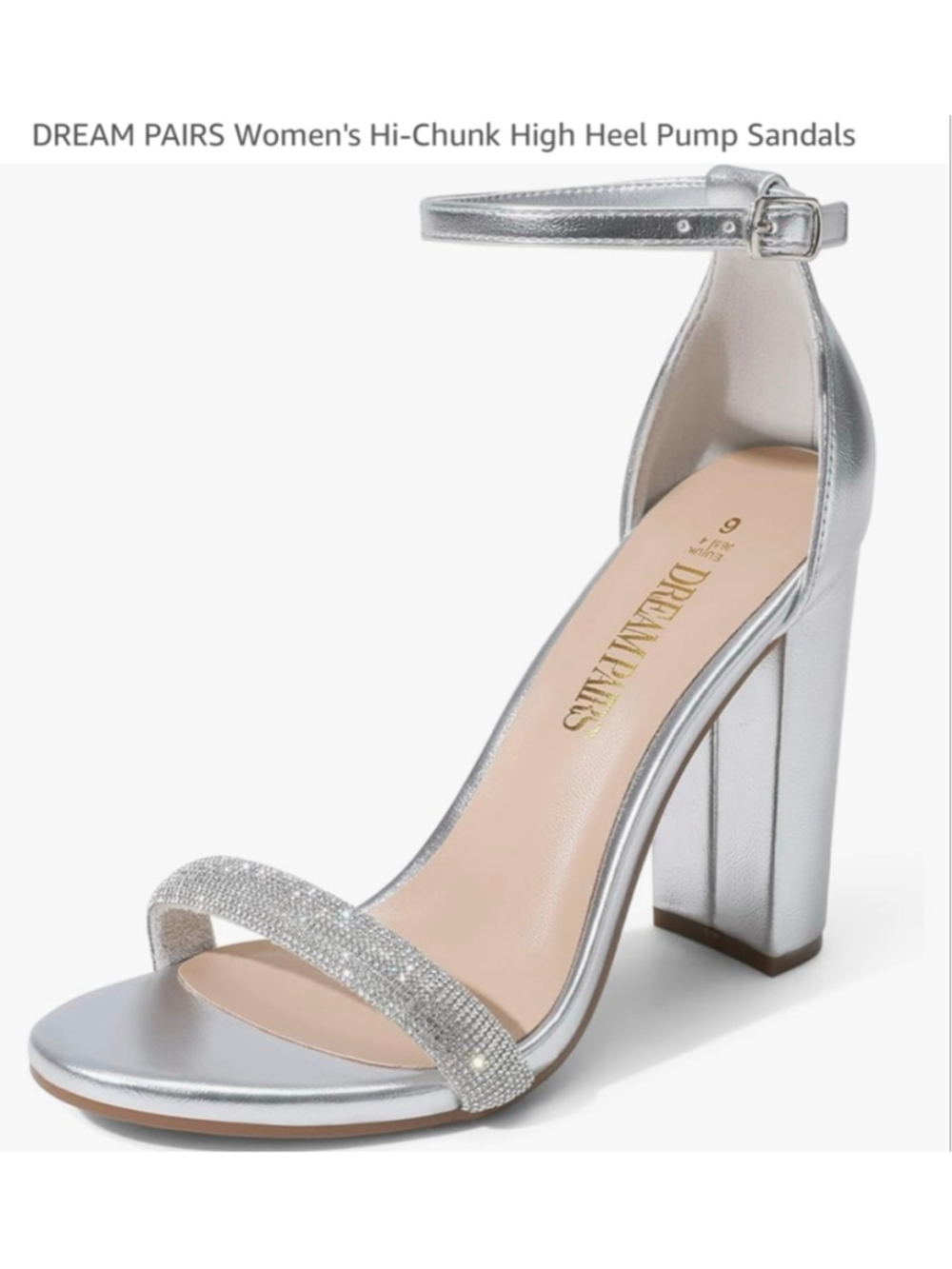 New DREAM PAIRS Silver Hi-Chunk High Heel Pump Sandals Size 6-Needs Ankle Straps